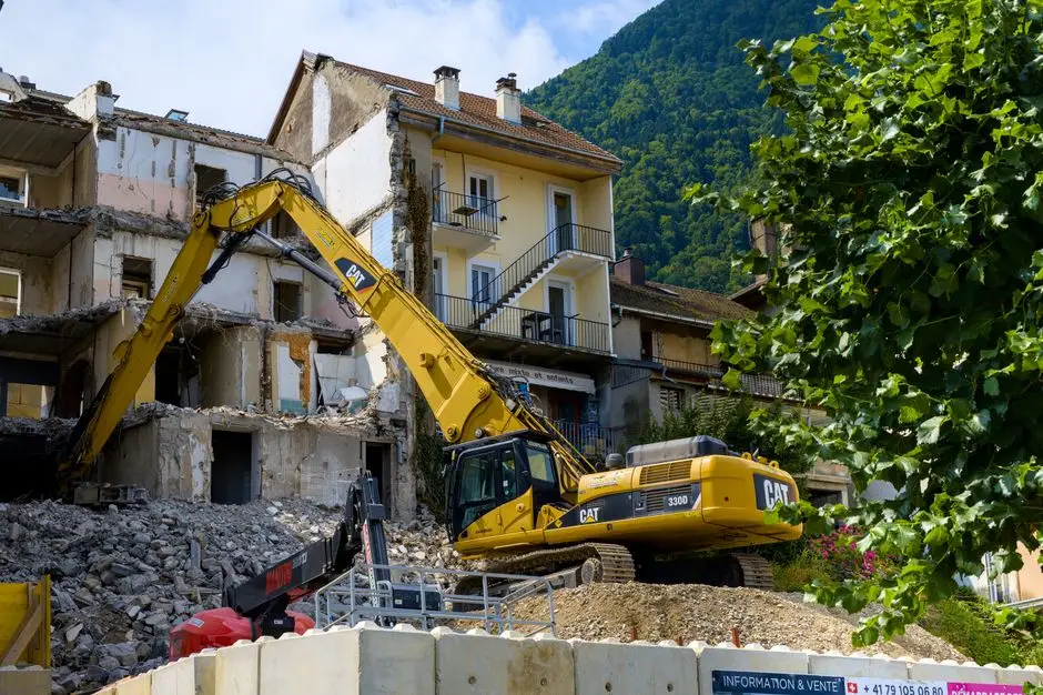 Building Demolition site assessed before work begins