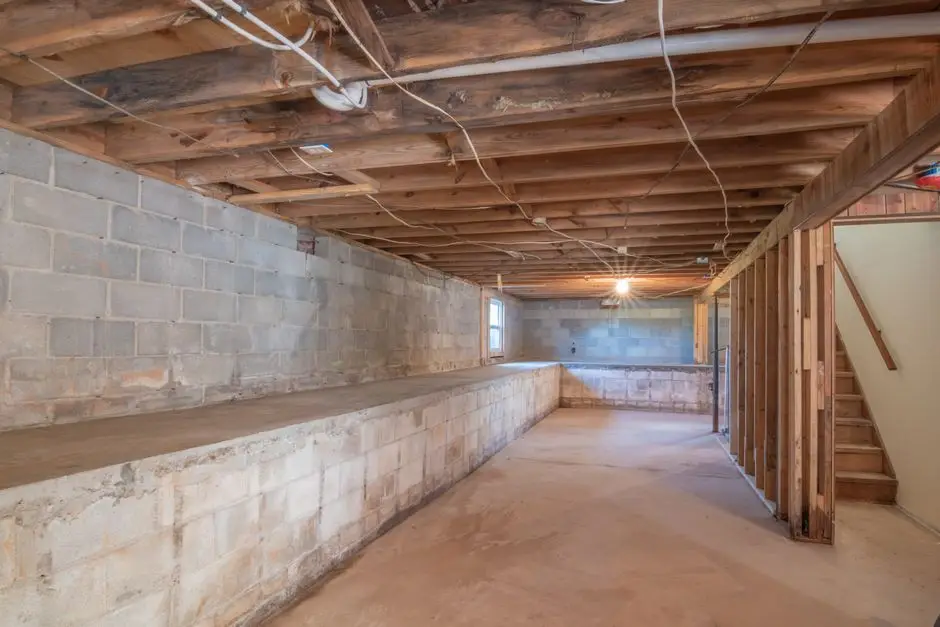 Machinery positioned for basement removal