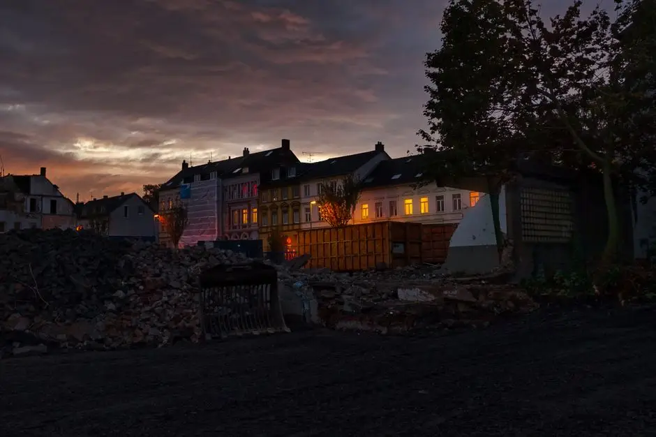 Machinery positioned for explosive demolition