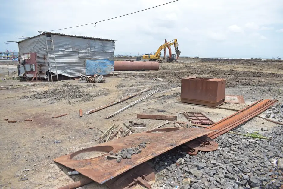 Debris sorted and loaded out after industrial demolition